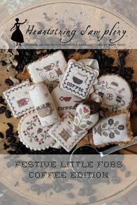 Stickvorlage Heartstring Samplery - Festive Little Fobs 12 Coffee Edition