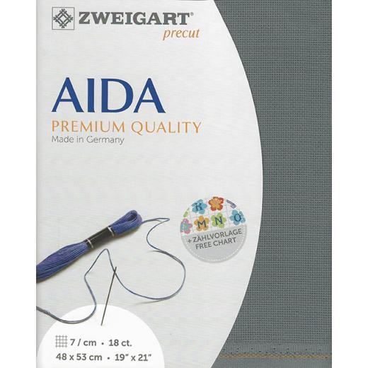 Zweigart Fein-Aida 18ct - Farbe 7107 anthrazit (Precut 48x53 cm)