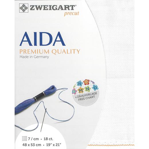 Zweigart Fein-Aida 18ct - Farbe 100 weiß (Precut 48x53 cm)