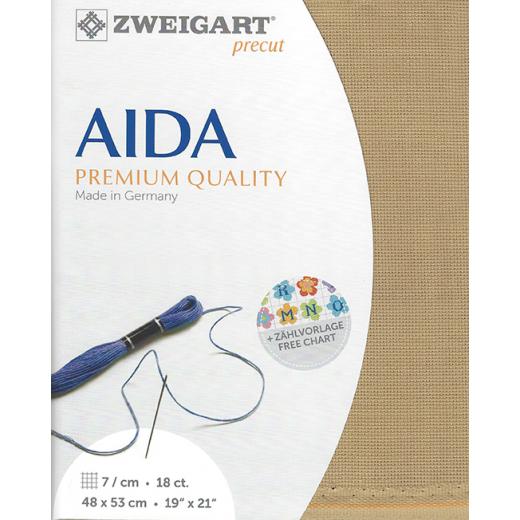 Zweigart Aida Precut 18ct - 48x53 cm Farbe 300 dunkelsand