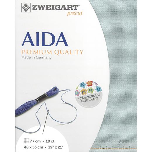 Zweigart Aida Precut 18ct - 48x53 cm Farbe 5018 mittelgrau