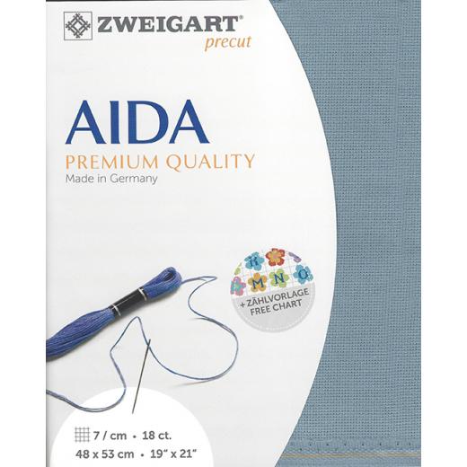 Zweigart Aida Precut 18ct - 48x53 cm Farbe 5020 dunkelgrau