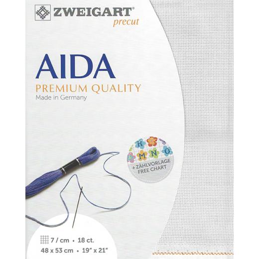 Zweigart Fein-Aida 18ct - Farbe 7011 zartgrau (Precut 48x53 cm)