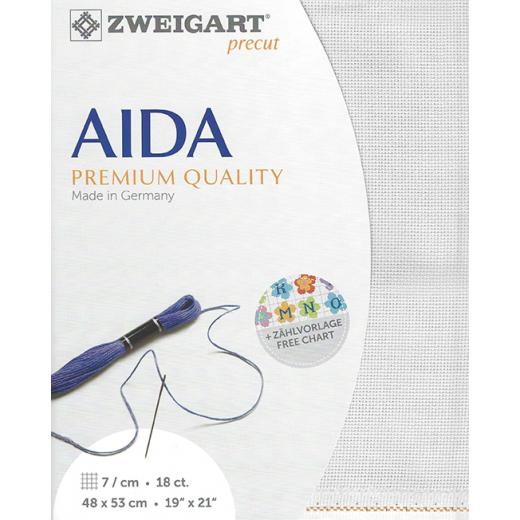 Zweigart Aida Precut 18ct - 48x53 cm Farbe 7011 zartgrau