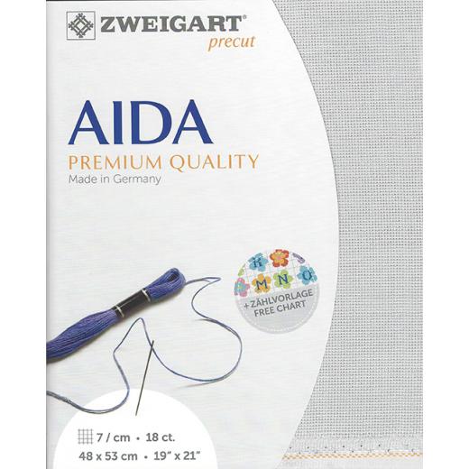 Zweigart Fein-Aida 18ct - Farbe 705 silbergrau (Precut 48x53 cm)