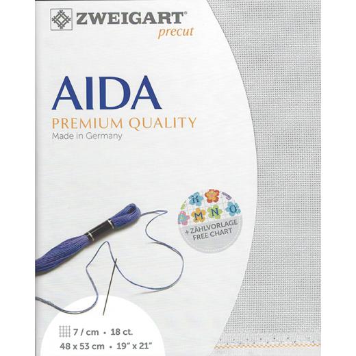 Zweigart Aida Precut 18ct - 48x53 cm Farbe 705 silbergrau