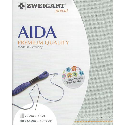 Zweigart Fein-Aida 18ct - Farbe 718 hellgrau (Precut 48x53 cm)