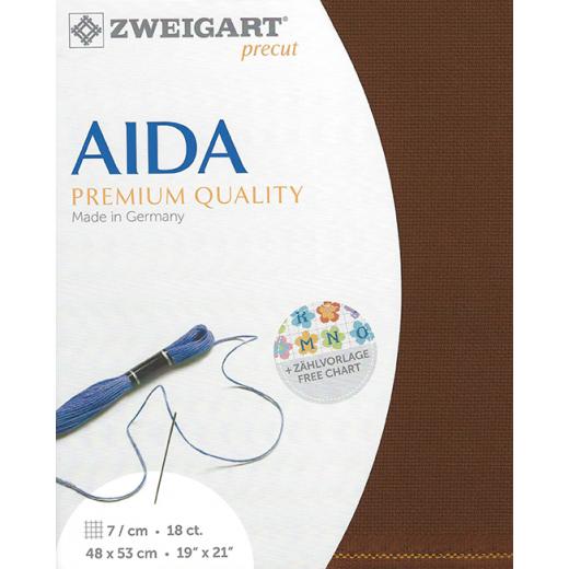 Zweigart Aida Precut 18ct - 48x53 cm Farbe 9010 kastanie