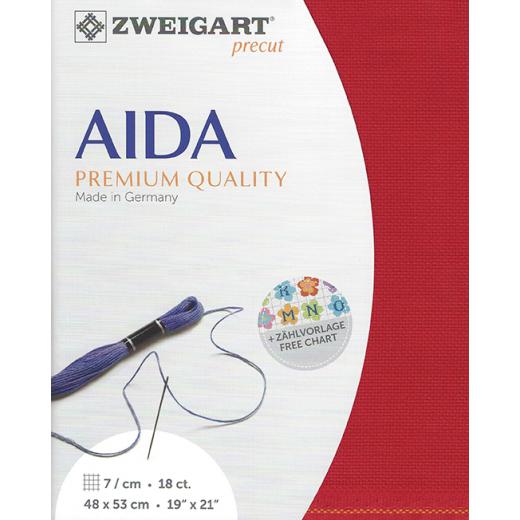Zweigart Fein-Aida 18ct - Farbe 954 hochrot (Precut 48x53 cm)
