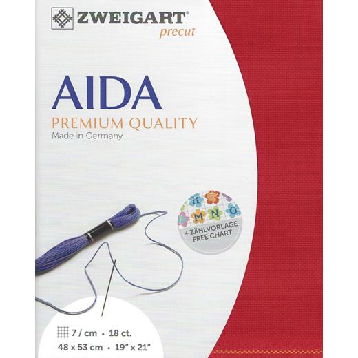 Zweigart Aida Precut 18ct - 48x53 cm Farbe 954 hochrot