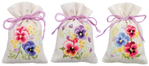 Vervaco Verachtert - Geschenksäckchen Stiefmütterchen 3er-Set
