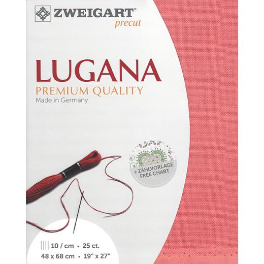 Zweigart Lugana 25ct - Farbe 4018 koralle (Precut 48x68 cm)