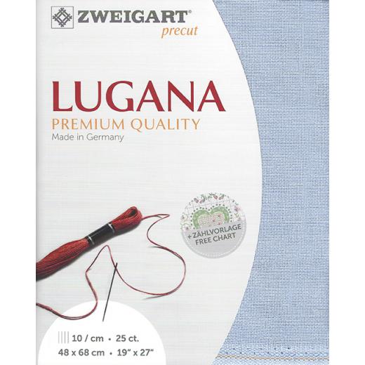 Zweigart Lugana 25ct - Farbe 501 hellblau (Precut 48x68 cm)