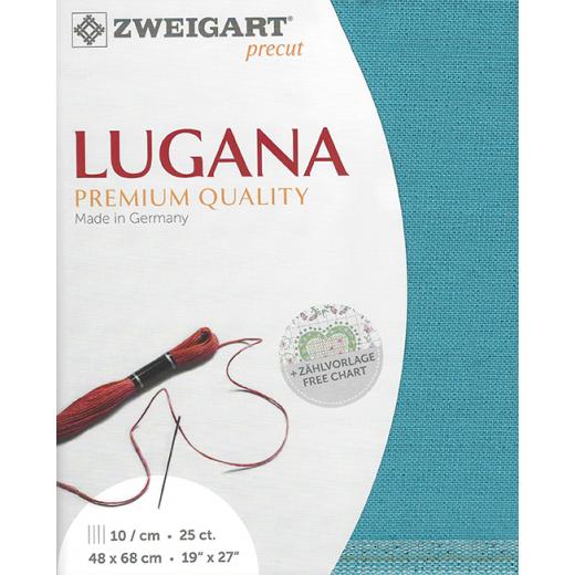 Zweigart Lugana Precut 25ct - 48x68 cm Farbe 6136 metallic blau