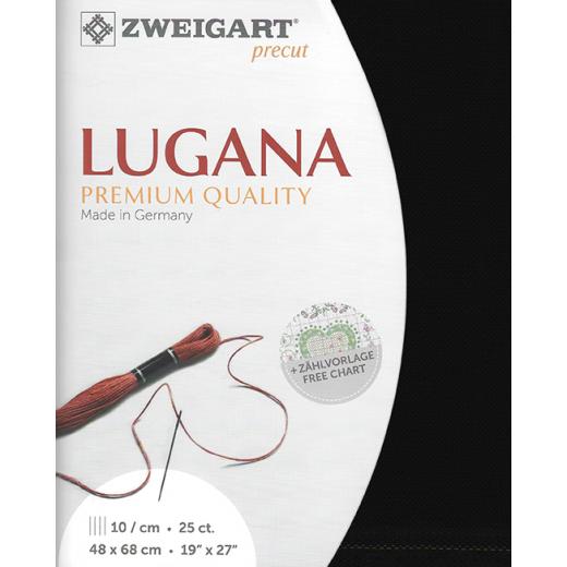 Zweigart Lugana 25ct - Farbe 720 schwarz (Precut 48x68 cm)