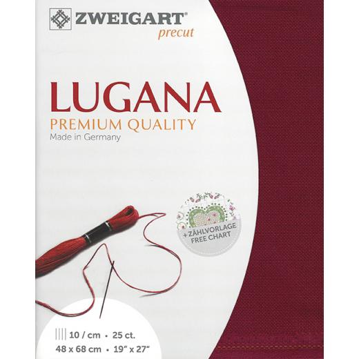 Zweigart Lugana 25ct - Farbe 906 dunkelrot (Precut 48x68 cm)