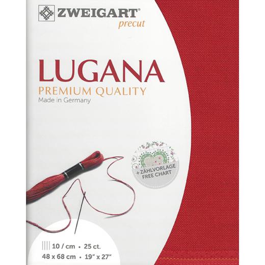 Zweigart Lugana 25ct - Farbe 954 hochrot (Precut 48x68 cm)