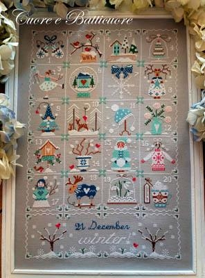 Stickvorlage Cuore E Batticuore - Shabby Winter Calendar