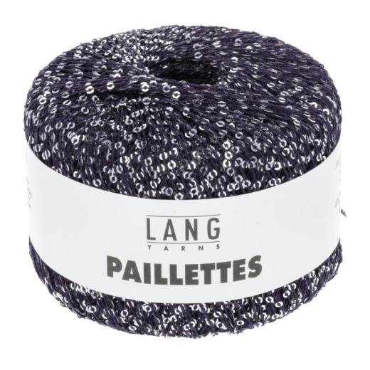 Lang Yarns Paillettes - Pailettengarn - marine silber (0035)
