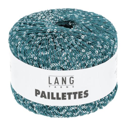 Lang Yarns Paillettes - Pailettengarn - petrol silber (0088)