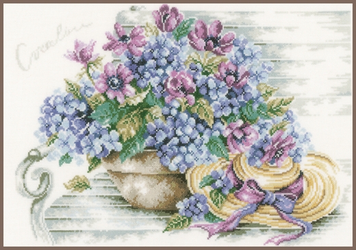 Lanarte - Hydrangea on a bench (Stickpackung)