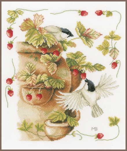 Lanarte Marjolein Bastin - Strawberries & birds (Stickpackung)