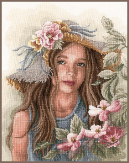 Little girl with hat - Lanarte (Stickpackung)