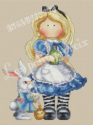 Stickvorlage Les Petites Croix De Lucie - Alice And The Rabbit