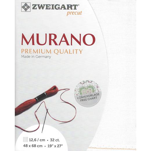 Zweigart Murano 32ct - Farbe 100 weiß (Precut 48x68 cm)