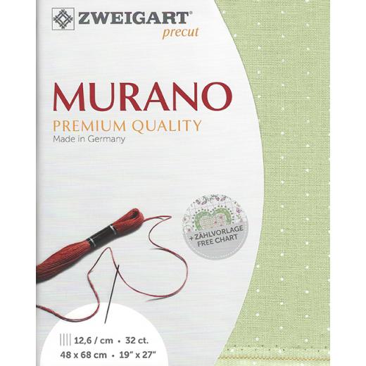 Zweigart Murano Precut 32ct - 48x68 cm Farbe 6349 Mini Dots grün-weiß