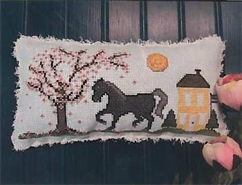 Stickvorlage Vintage Needlearts - Big Black Horse And The Cherry Tree