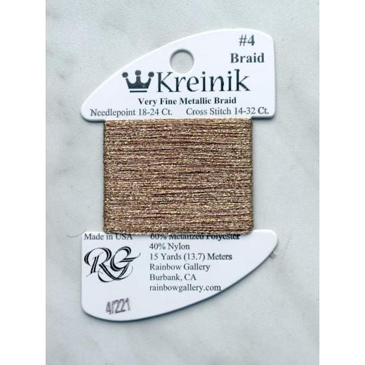 #4 221 Antique Gold - Kreinik 4 Very Fine Braid