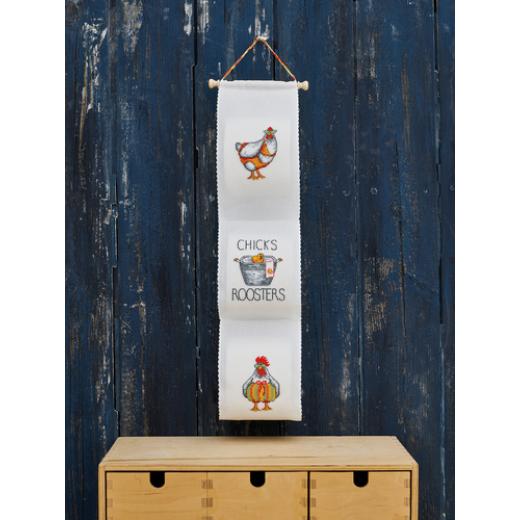 Permin of Copenhagen Stickpackung - Toilettenpapierhalter Chicks & roosters