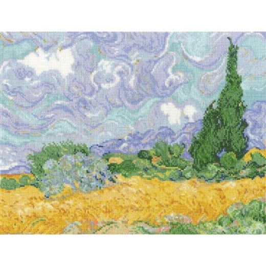 Stickpackung DMC - A Wheatfield with Cypresses van Gogh 30x23 cm