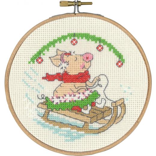 Permin of Copenhagen Stickpackung - Schlittenschwein mit Stickring