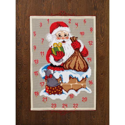 Permin of Copenhagen Stickpackung - Adventskalender Weihnachtsmann im Schornstein