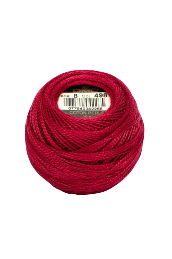 DMC Perlgarn Stärke 8 - 80 m – 498 rot dunkel