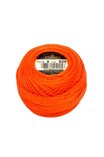 DMC Perlgarn Stärke 8 - 80 m – 608 orange leuchtend