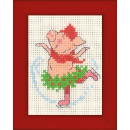 Permin of Copenhagen Stickpackung - Schwein mit Weihnachtsmütze