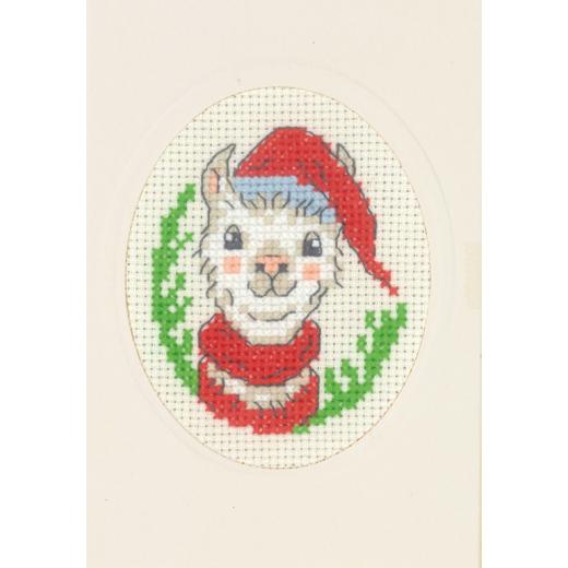 Permin of Copenhagen Stickpackung - Passepartoutkarte Alpaka mit Weihnachtsmütze