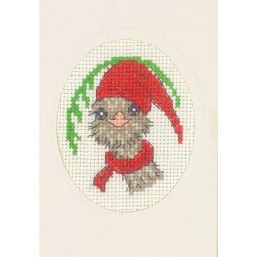 Permin of Copenhagen Stickpackung - Passepartoutkarte Strauss mit Weihnachtsmütze