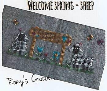 Stickvorlage Romys Creations - Welcome Spring Sheep