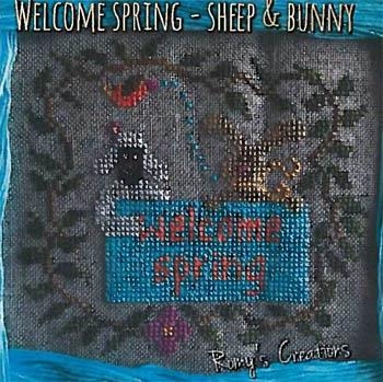 Stickvorlage Romys Creations - Welcome Spring Sheep & Bunny