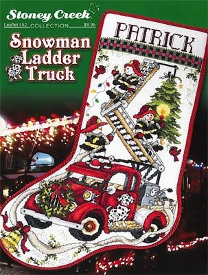 Stickvorlage Stoney Creek Collection - Snowman Ladder Truck