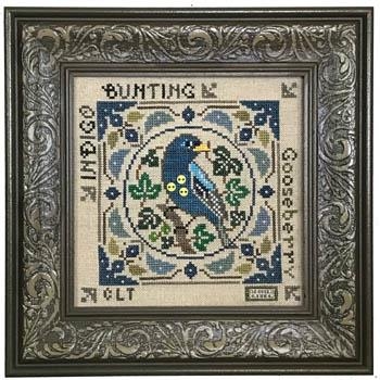 Stickvorlage Tellin Emblem - Birdie & Berries - Indigo Bunting