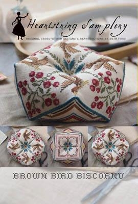 Brown Bird Biscornu - Heartstring Samplery (Stickvorlage)