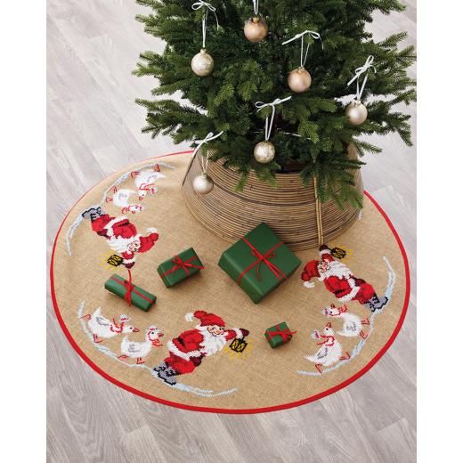 Christbaumdecke Weihnachtsmann & Gänse - Permin of Copenhagen (Stickpackung)
