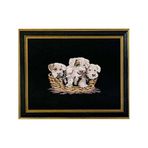 Stickpackung Oehlenschläger - Körbchen mit Hunden 35x40 cm