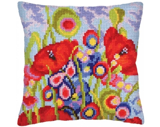 Red Poppies - Kreuzstichkissen Collection dArt