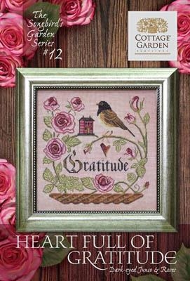 Stickvorlage Cottage Garden Samplings - Songbirds Garden 12 Heart Full Of Gratitude